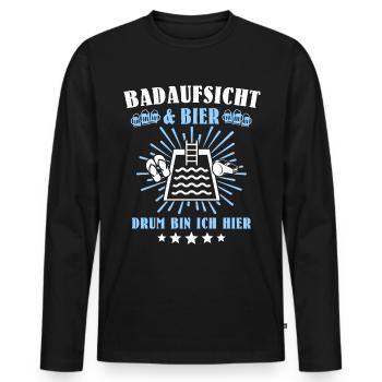 Bademeister Schwimmmeister - Männer Premium Bio Langarmshirt - Schwarz - Vorne - Nico (187cm)