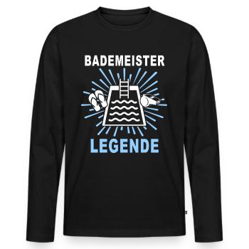 Bademeister Schwimmmeister - Männer Premium Bio Langarmshirt - Schwarz - Vorne - Nico (187cm)