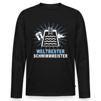 Bademeister Schwimmmeister - Männer Premium Bio Langarmshirt - Schwarz - Vorne - Nico (187cm)