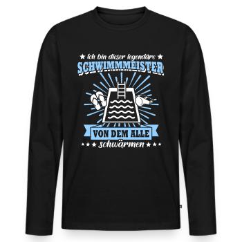 Bademeister Schwimmmeister - Männer Premium Bio Langarmshirt - Schwarz - Vorne - Nico (187cm)