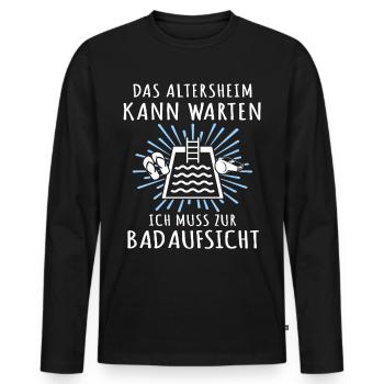 Bademeister Schwimmmeister - Männer Premium Bio Langarmshirt - Schwarz - Vorne - Nico (187cm)