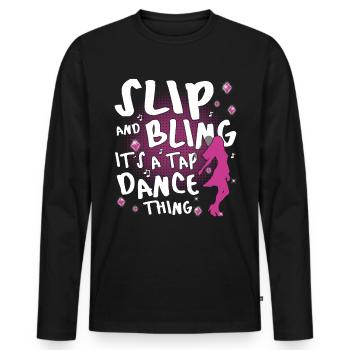 Reine des claquettes - Drôle de claquettes - T-shirt manches longues Premium bio Homme - noir - Devant - Nico (187cm)