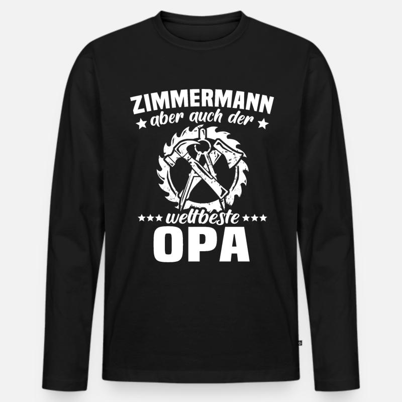 Zimmermann Opa - Männer Premium Bio Langarmshirt - Schwarz