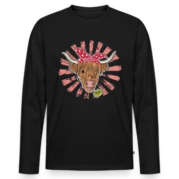 Hochlandrind Cattle Cow - Männer Premium Bio Langarmshirt - Schwarz - Vorne - Nico (187cm)