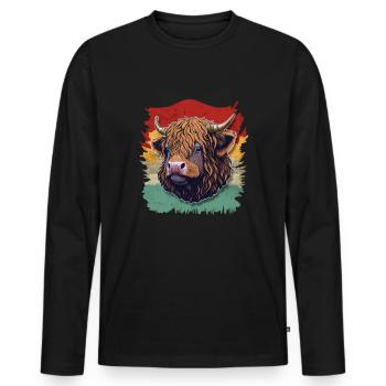 Vache bovine des Highlands - T-shirt manches longues Premium bio Homme - noir - Devant - Nico (187cm)