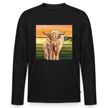 Vache bovine des Highlands - T-shirt manches longues Premium bio Homme - noir - Devant - Nico (187cm)