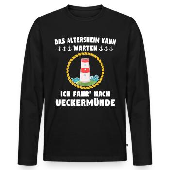 Ueckermünde Sprüche Ueckermünder Spruch - Männer Premium Bio Langarmshirt - Schwarz - Vorne - Nico (187cm)