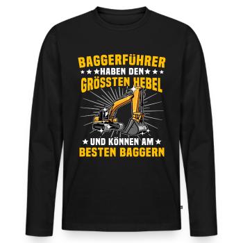 Baggerfuehrer Baggerfahrer - Männer Premium Bio Langarmshirt - Schwarz - Vorne - Nico (187cm)
