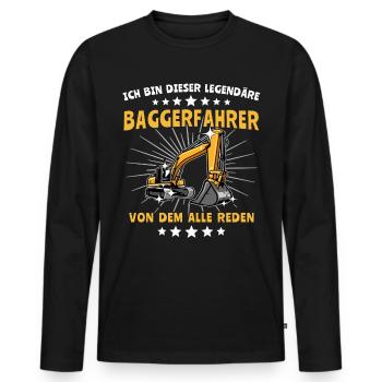 Baggerfuehrer Sprüche - Männer Premium Bio Langarmshirt - Schwarz - Vorne - Nico (187cm)