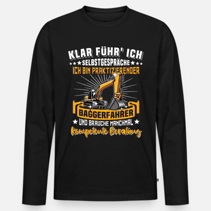Baggerfahrer Sprüche Bagger - Männer Premium Bio Langarmshirt - Schwarz