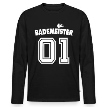Swim Master Saying - Men's Premium Organic Long Sleeve Shirt - black - Front - Nico (187cm)