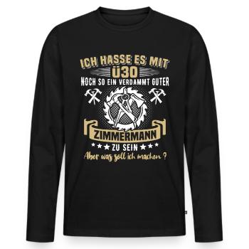Zimmermann Ü30 Geburtstag 30 Jahre Zimmerer - Männer Premium Bio Langarmshirt - Schwarz - Vorne - Nico (187cm)