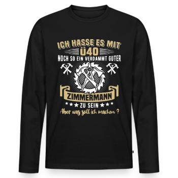 Zimmermann Ü40 Geburtstag 40 Jahre Zimmerer - Männer Premium Bio Langarmshirt - Schwarz - Vorne - Nico (187cm)