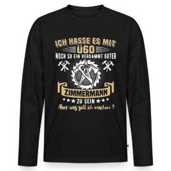 Zimmermann Ü50 Geburtstag 50 Jahre Zimmerer - Männer Premium Bio Langarmshirt - Schwarz - Vorne - Nico (187cm)