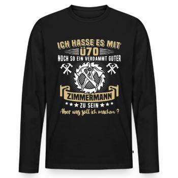 Zimmermann Ü60 Geburtstag 60 Jahre Zimmerer - Männer Premium Bio Langarmshirt - Schwarz - Vorne - Nico (187cm)