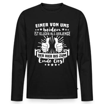 Ironie Klugscheisser Sarkasmus - Männer Premium Bio Langarmshirt - Schwarz - Vorne - Nico (187cm)