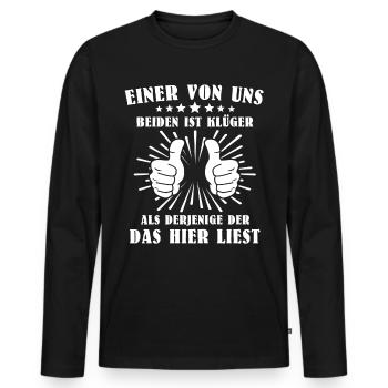 Ironie Klugscheisser Sarkasmus - Männer Premium Bio Langarmshirt - Schwarz - Vorne - Nico (187cm)