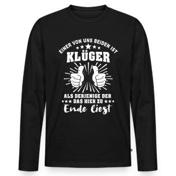 Klugscheisser Sarkasmus - Männer Premium Bio Langarmshirt - Schwarz - Vorne - Nico (187cm)