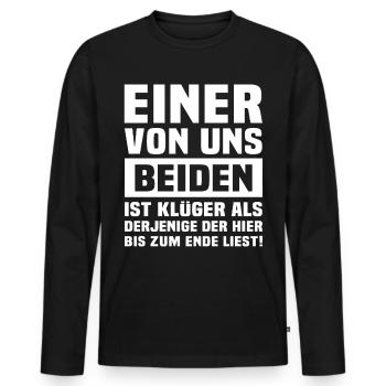 Ironie Klugscheisser Sarkasmus - Männer Premium Bio Langarmshirt - Schwarz - Vorne - Nico (187cm)