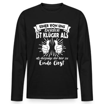 Klugscheisser Sarkasmus - Männer Premium Bio Langarmshirt - Schwarz - Vorne - Nico (187cm)