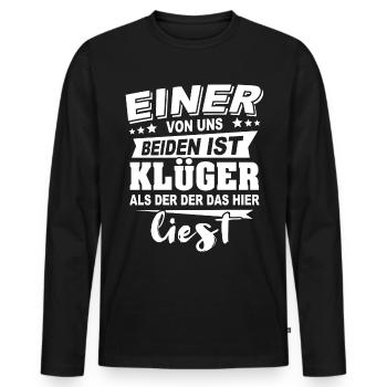 Klüger Als Du - Männer Premium Bio Langarmshirt - Schwarz - Vorne - Nico (187cm)