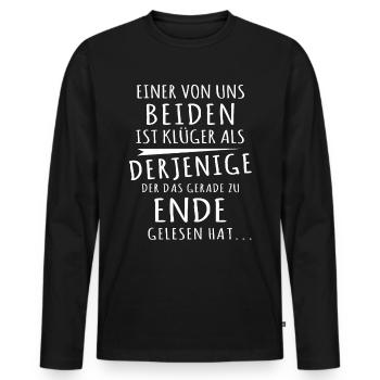 Klüger Als Du Sarkasmus - Männer Premium Bio Langarmshirt - Schwarz - Vorne - Nico (187cm)