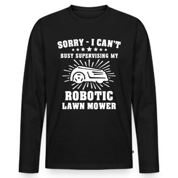 Tondeuse robot - T-shirt manches longues Premium bio Homme - noir - Devant - Nico (187cm)