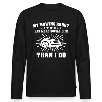 Tondeuse robot - T-shirt manches longues Premium bio Homme - noir - Devant - Nico (187cm)