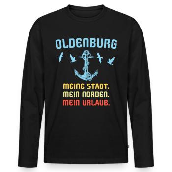 Oldenburg Sprüche Oldenburger Spruch - Männer Premium Bio Langarmshirt - Schwarz - Vorne - Nico (187cm)