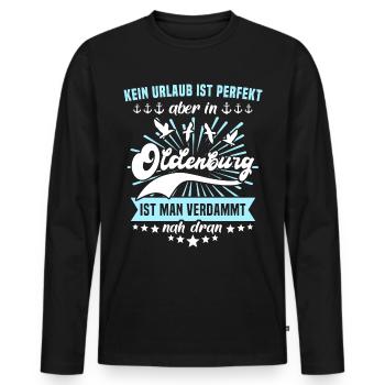 Oldenburg Sprüche Oldenburger Spruch - Männer Premium Bio Langarmshirt - Schwarz - Vorne - Nico (187cm)