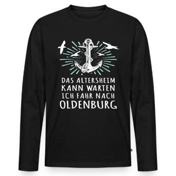 Oldenburg Sprüche Oldenburger - Männer Premium Bio Langarmshirt - Schwarz - Vorne - Nico (187cm)