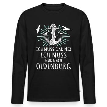 Oldenburg Sprüche Oldenburger - Männer Premium Bio Langarmshirt - Schwarz - Vorne - Nico (187cm)