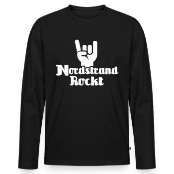 Nordstrand Sprüche Nordstrander Spruch - Männer Premium Bio Langarmshirt - Schwarz - Vorne - Nico (187cm)