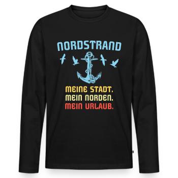 Nordstrand Sprüche Nordstrander Spruch - Männer Premium Bio Langarmshirt - Schwarz - Vorne - Nico (187cm)