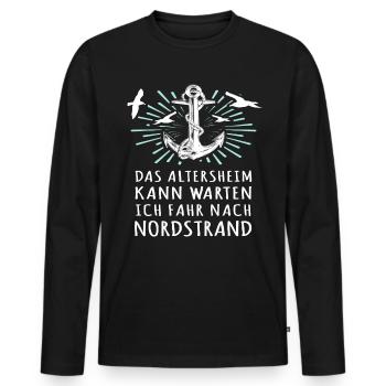 Nordstrand Sprüche Nordstrander - Männer Premium Bio Langarmshirt - Schwarz - Vorne - Nico (187cm)