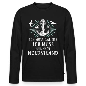 Nordstrand Sprüche Nordstrander Spruch - Männer Premium Bio Langarmshirt - Schwarz - Vorne - Nico (187cm)