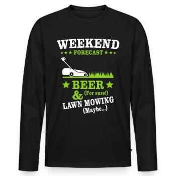 Bière tondre la pelouse - T-shirt manches longues Premium bio Homme - noir - Devant - Nico (187cm)