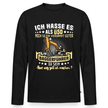 Baggerfahrer Ü50 Geburtstag 50 Jahre Baggerführer - Männer Premium Bio Langarmshirt - Schwarz - Vorne - Nico (187cm)