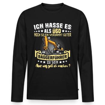 Baggerfahrer Ü60 Geburtstag 60 Jahre Baggerführer - Männer Premium Bio Langarmshirt - Schwarz - Vorne - Nico (187cm)