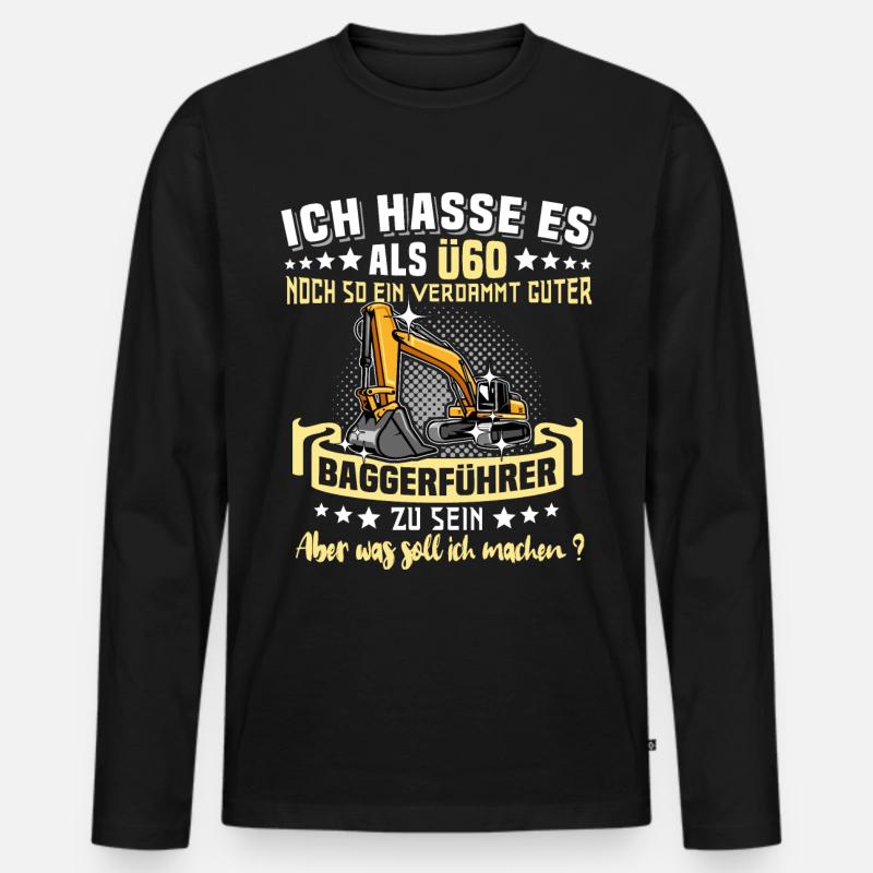 Baggerfahrer Ü60 Geburtstag 60 Jahre Baggerführer - Männer Premium Bio Langarmshirt - Schwarz