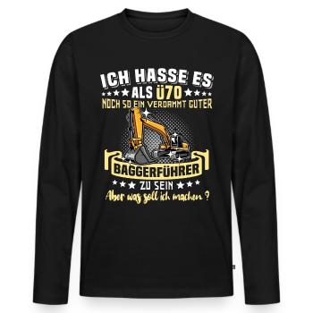 Baggerfahrer Ü70 Geburtstag 70 Jahre Baggerführer - Männer Premium Bio Langarmshirt - Schwarz - Vorne - Nico (187cm)