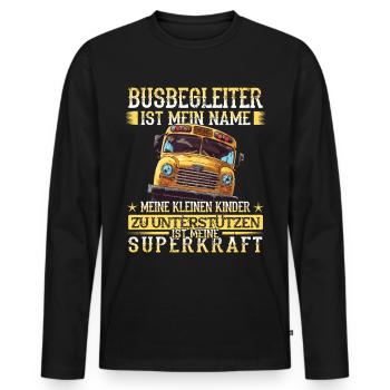 Schulbuswärter - Schulbusfahrer - Männer Premium Bio Langarmshirt - Schwarz - Vorne - Nico (187cm)