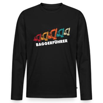Bagger Ich Liebe Baggerfahrer - Männer Premium Bio Langarmshirt - Schwarz - Vorne - Nico (187cm)