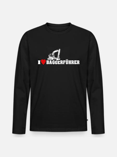 Bagger Ich Liebe Baggerfahrer - Männer Premium Bio Langarmshirt - Schwarz