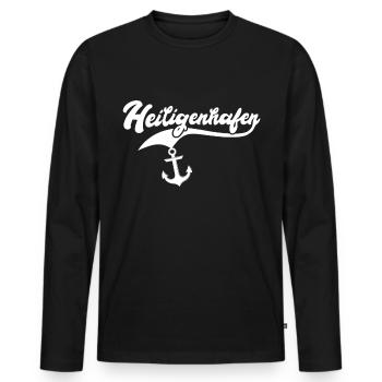 Heiligenhafen Sprüche Heiligenhafener Spruch - Männer Premium Bio Langarmshirt - Schwarz - Vorne - Nico (187cm)