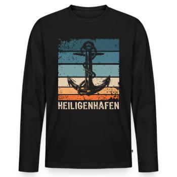Heiligenhafen Sprüche Heiligenhafener Spruch - Männer Premium Bio Langarmshirt - Schwarz - Vorne - Nico (187cm)
