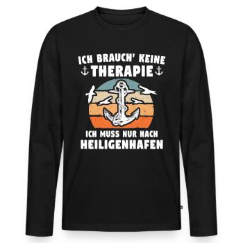 Heiligenhafen Sprüche Heiligenhafener Spruch - Männer Premium Bio Langarmshirt - Schwarz - Vorne - Nico (187cm)