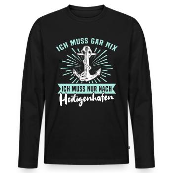 Heiligenhafen Sprüche Heiligenhafener Spruch - Männer Premium Bio Langarmshirt - Schwarz - Vorne - Nico (187cm)