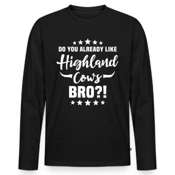 Highland cattle - Men's Premium Organic Long Sleeve Shirt - black - Front - Nico (187cm)