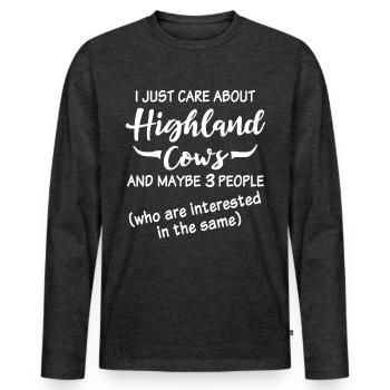 Highland Cow - Männer Premium Bio Langarmshirt - Anthrazit meliert - Vorne - Nico (187cm)